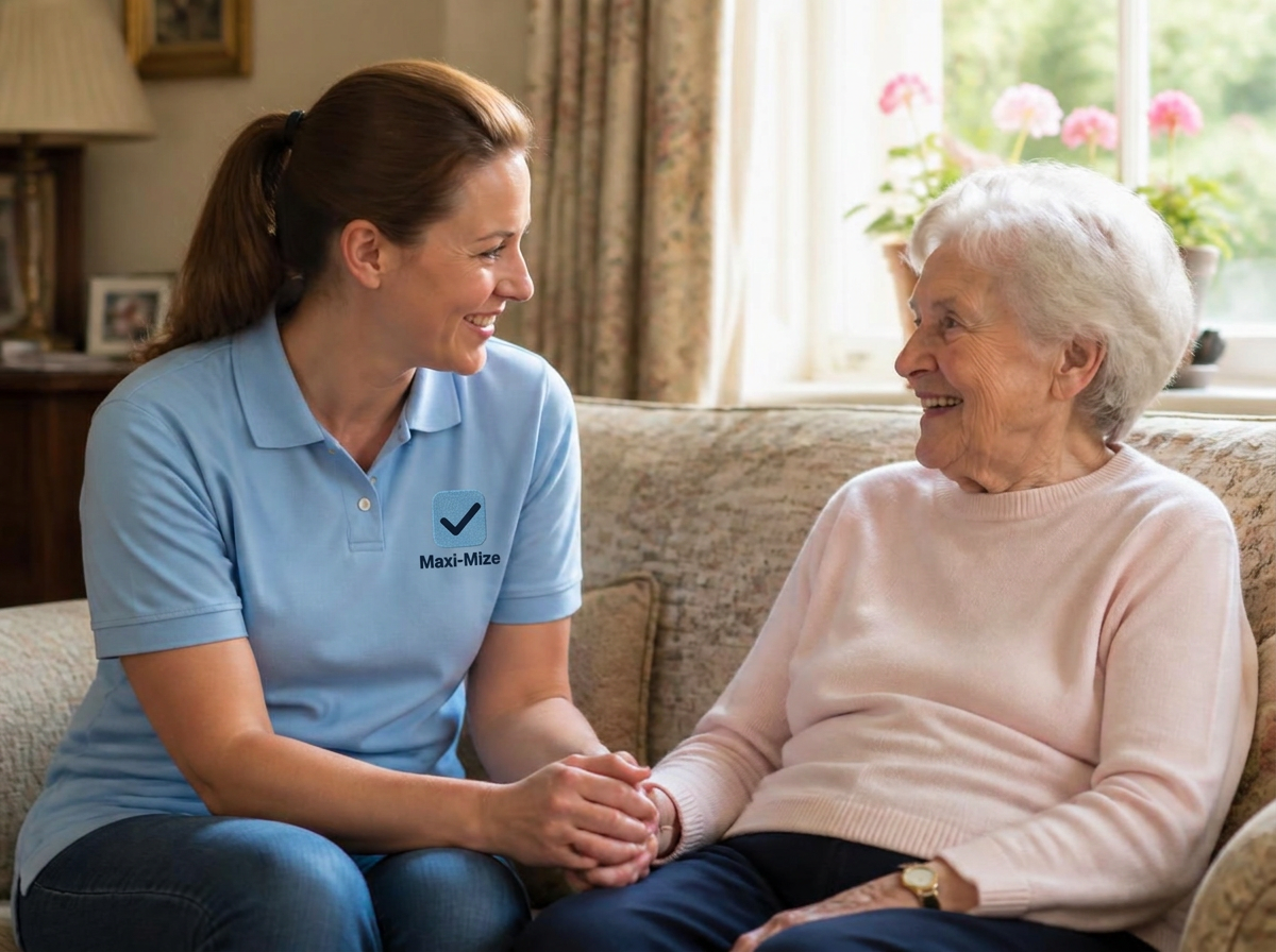 Care worker chatting with a client